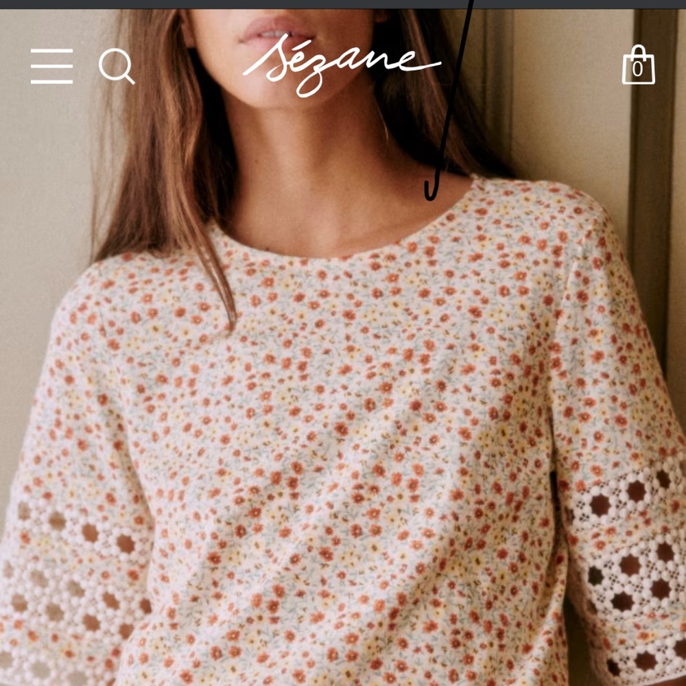 Sezane Hortense T Shirt in Petit Fleur, M